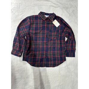 Vintage Imagine For Kids Flannel Plaid Pajama Top New Old Stock Size 11-12 Blue